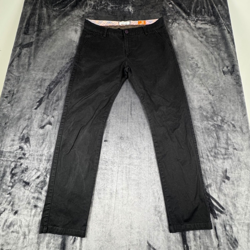 Virtue Chino Pants Mens 36 Black Devoted to Denim Flat Front Straight Leg 3719